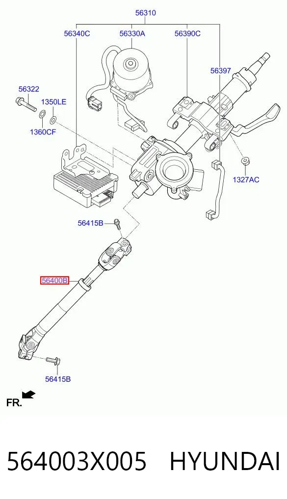 Wał kolumny kierowniczej dolny 564003X005 Hyundai/Kia