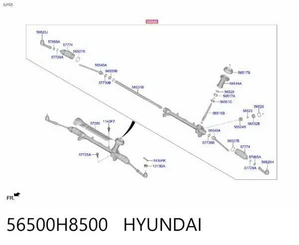 Listwa kierownicza (maglownica) 56500H8500 Hyundai/Kia
