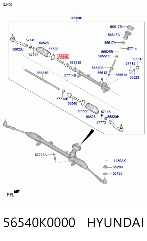 Drążek kierowniczy 56540K0000 Hyundai/Kia