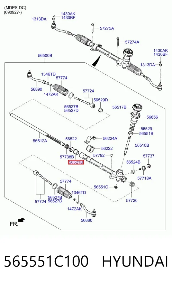 Tuleja wału maglownicy 565551C100 Hyundai/Kia