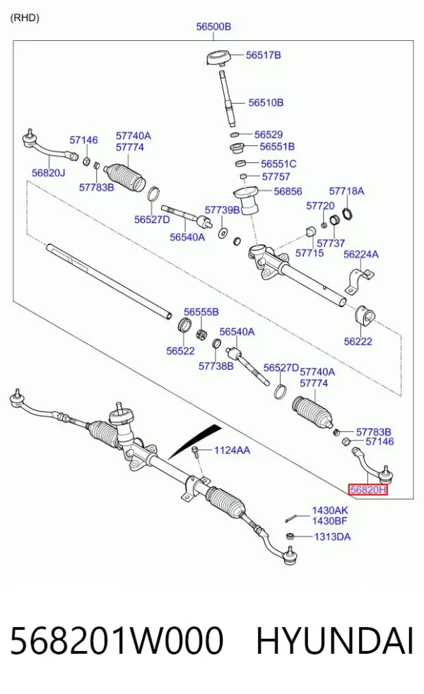 Końcówka drążka kierowniczego zewnętrzna 568201W000 Hyundai/Kia