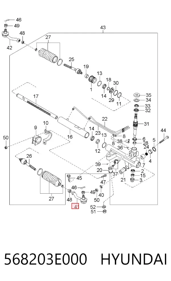Końcówka drążka kierowniczego zewnętrzna 568203E000 Hyundai/Kia