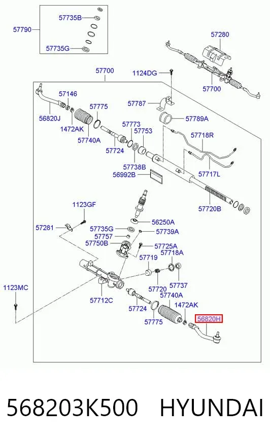 Końcówka drążka kierowniczego zewnętrzna 568203K500 Hyundai/Kia