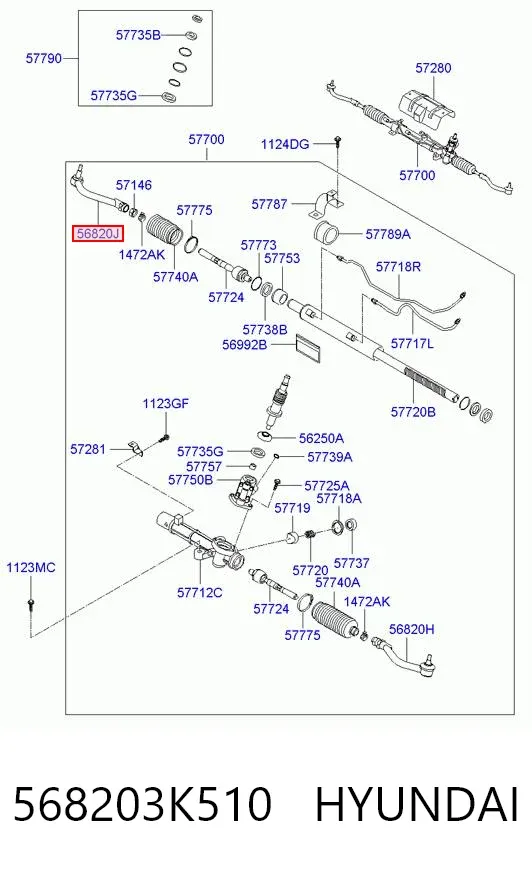 Końcówka drążka kierowniczego zewnętrzna 568203K510 Hyundai/Kia