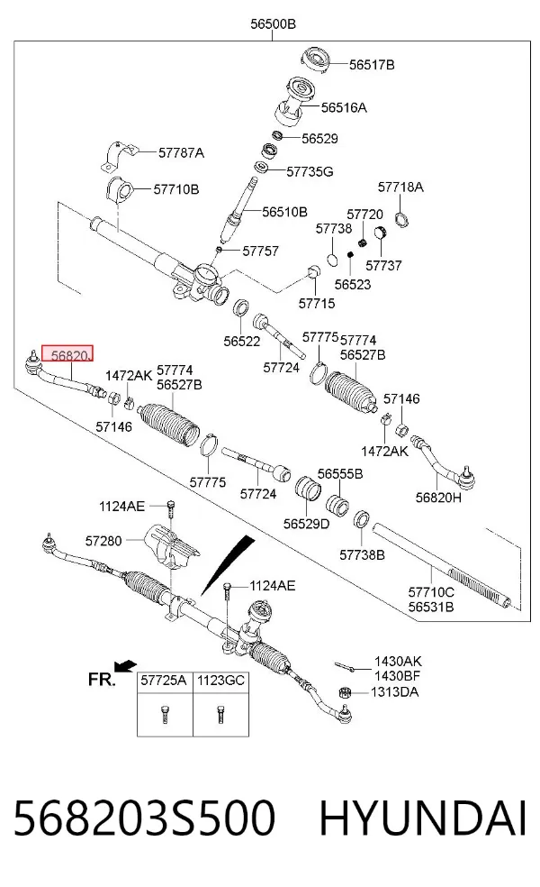 Końcówka drążka kierowniczego zewnętrzna 568203S500 Hyundai/Kia