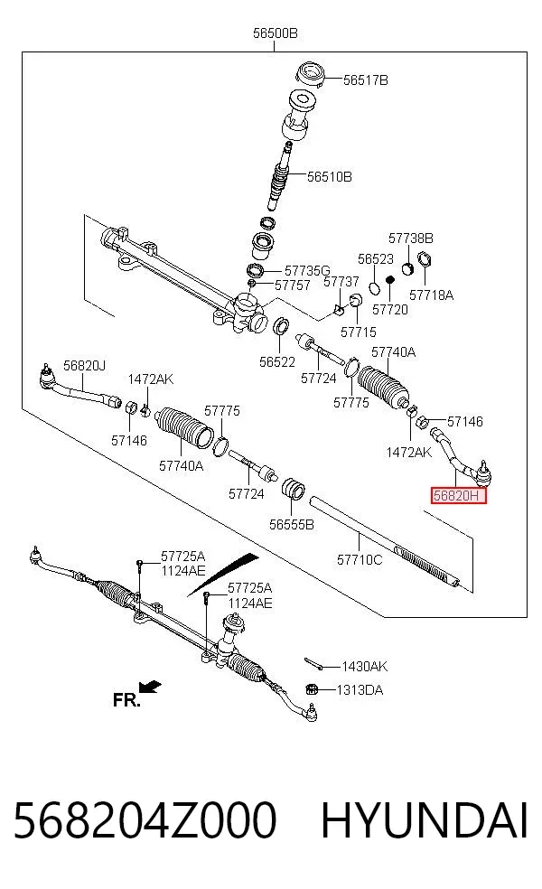Końcówka drążka kierowniczego zewnętrzna 568204Z000 Hyundai/Kia