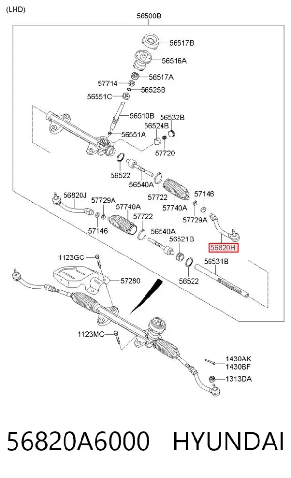 Końcówka drążka kierowniczego zewnętrzna 56820A6000 Hyundai/Kia