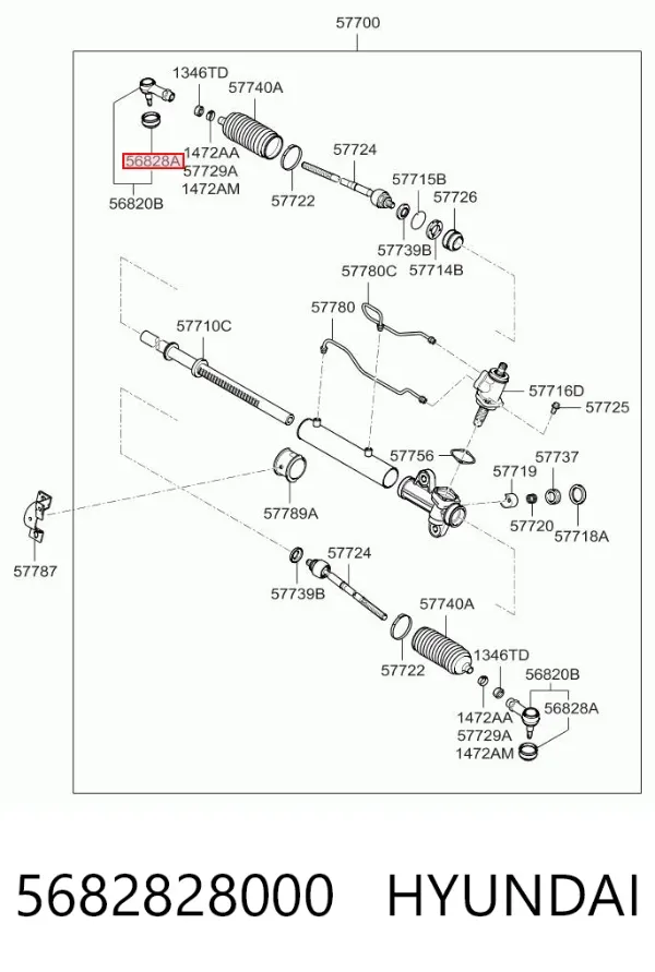 Końcówka drążka kierowniczego zewnętrzna 5682828000 Hyundai/Kia