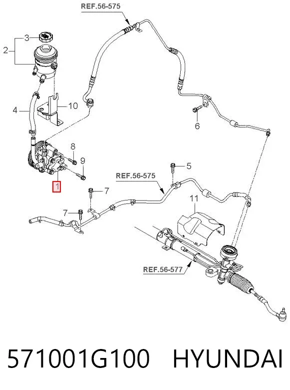 Pompa wspomagania hydraulicznego kierownicy 571001G100 Hyundai/Kia