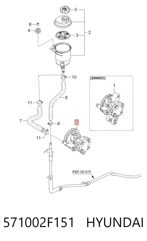 Pompa wspomagania hydraulicznego kierownicy 571002F151 Hyundai/Kia