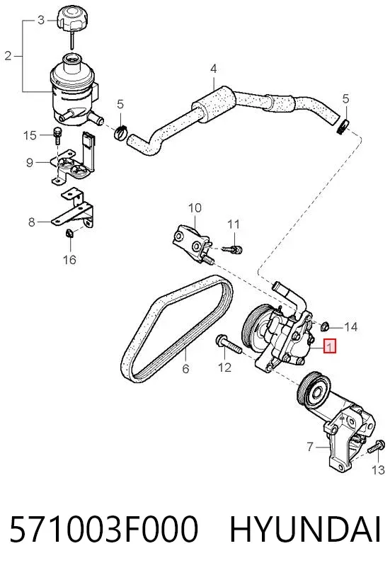 Pompa wspomagania hydraulicznego kierownicy 571003F000 Hyundai/Kia