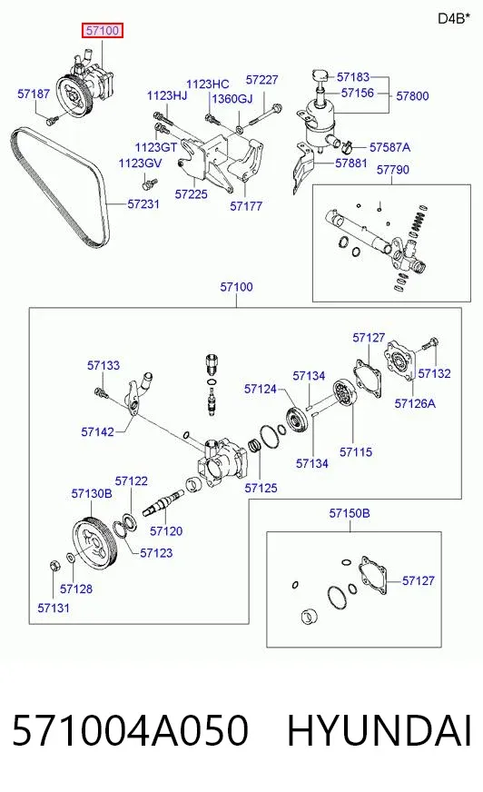 Pompa wspomagania hydraulicznego kierownicy 571004A050 Hyundai/Kia