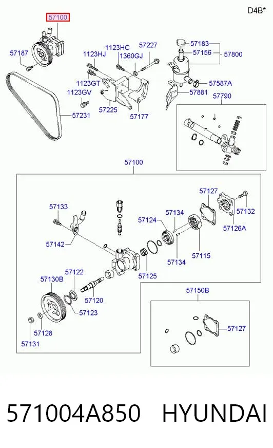 Pompa wspomagania hydraulicznego kierownicy 571004A850 Hyundai/Kia