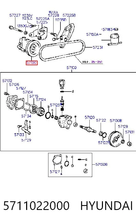 Pompa wspomagania hydraulicznego kierownicy 5711022000 Hyundai/Kia