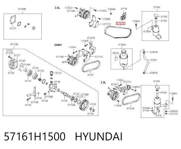 Pas napędowy mechanizmów 57161H1500 Hyundai/Kia