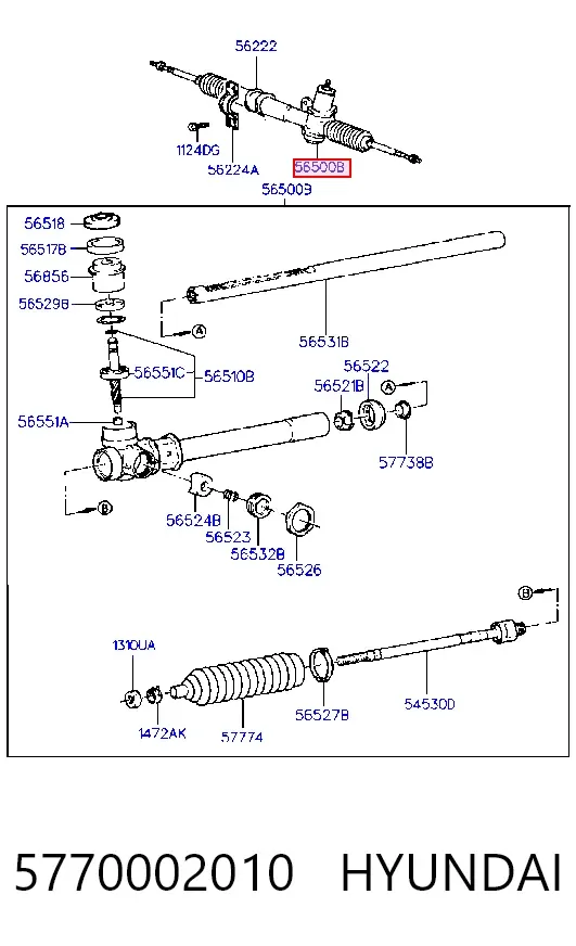 Listwa kierownicza (maglownica) 5770002010 Hyundai/Kia