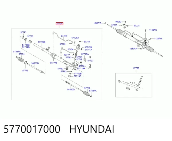 Listwa kierownicza (maglownica) 5770017000 Hyundai/Kia