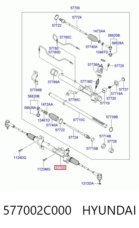 Listwa kierownicza (maglownica) 577002C000 Hyundai/Kia