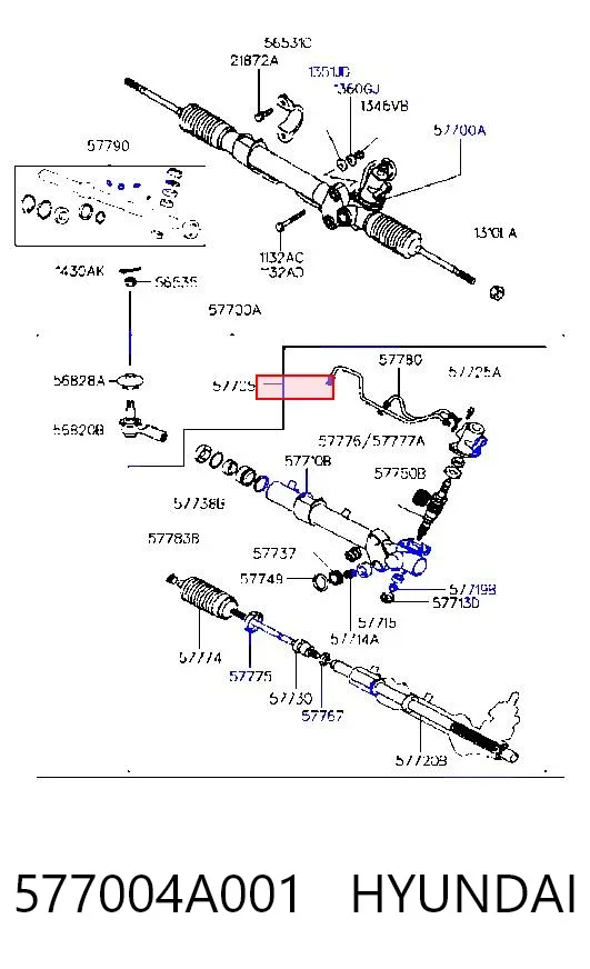Listwa kierownicza (maglownica) 577004A001 Hyundai/Kia