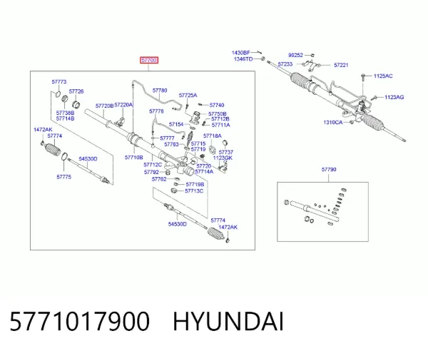 Listwa kierownicza (maglownica) 5771017900 Hyundai/Kia