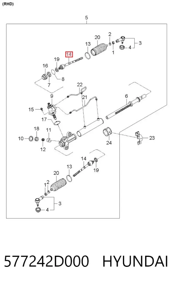 Drążek kierowniczy 577242D000 Hyundai/Kia