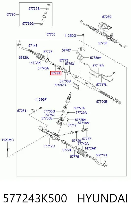 Drążek kierowniczy 577243K500 Hyundai/Kia
