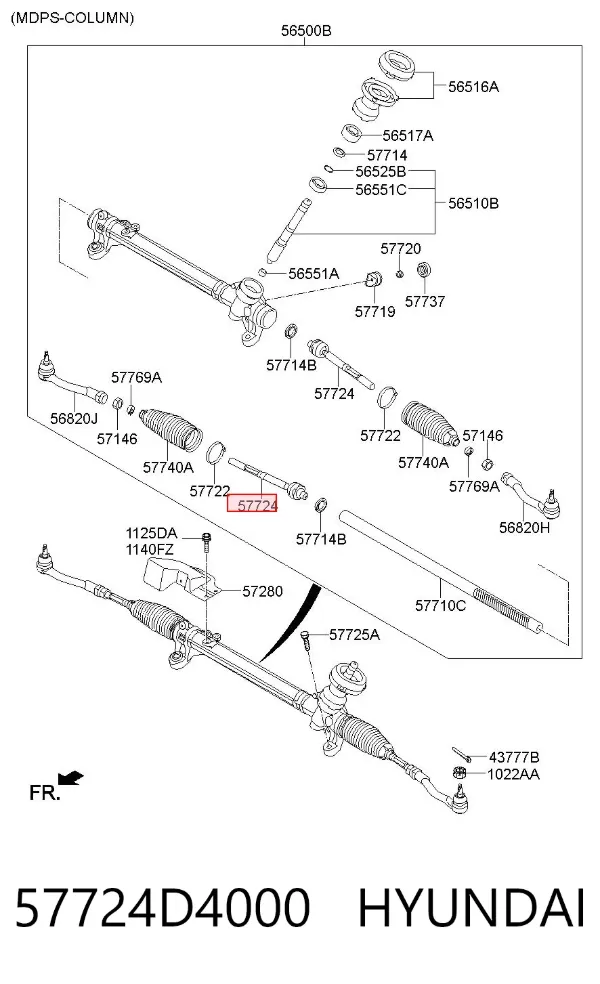 Drążek kierowniczy 57724D4000 Hyundai/Kia