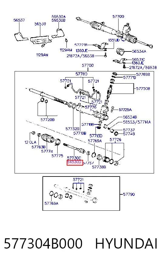 Drążek kierowniczy 577304B000 Hyundai/Kia