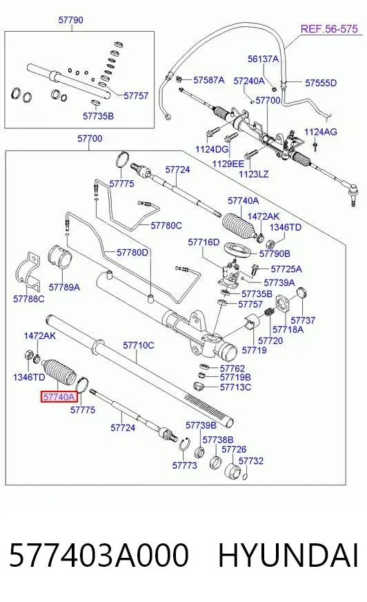 Osłona mechanizmu kierowniczego (maglownicy) 577403A000 Hyundai/Kia