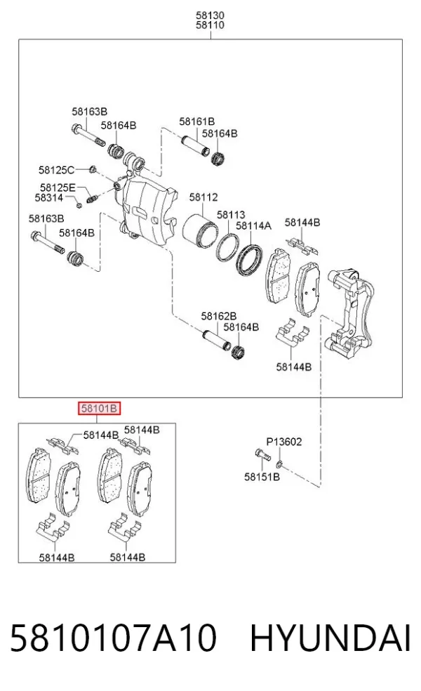 Klocki hamulcowe przednie tarczowe 5810107A10 Hyundai/Kia