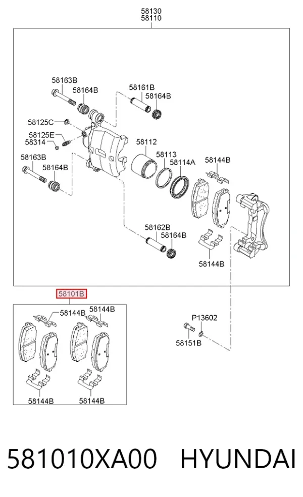 Klocki hamulcowe przednie tarczowe 581010XA00 Hyundai/Kia