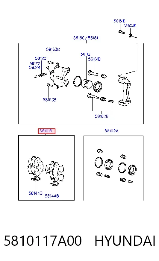 Klocki hamulcowe przednie tarczowe 5810117A00 Hyundai/Kia
