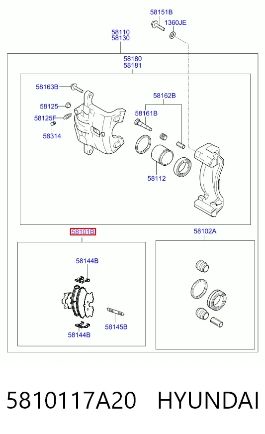 Klocki hamulcowe przednie tarczowe 5810117A20 Hyundai/Kia
