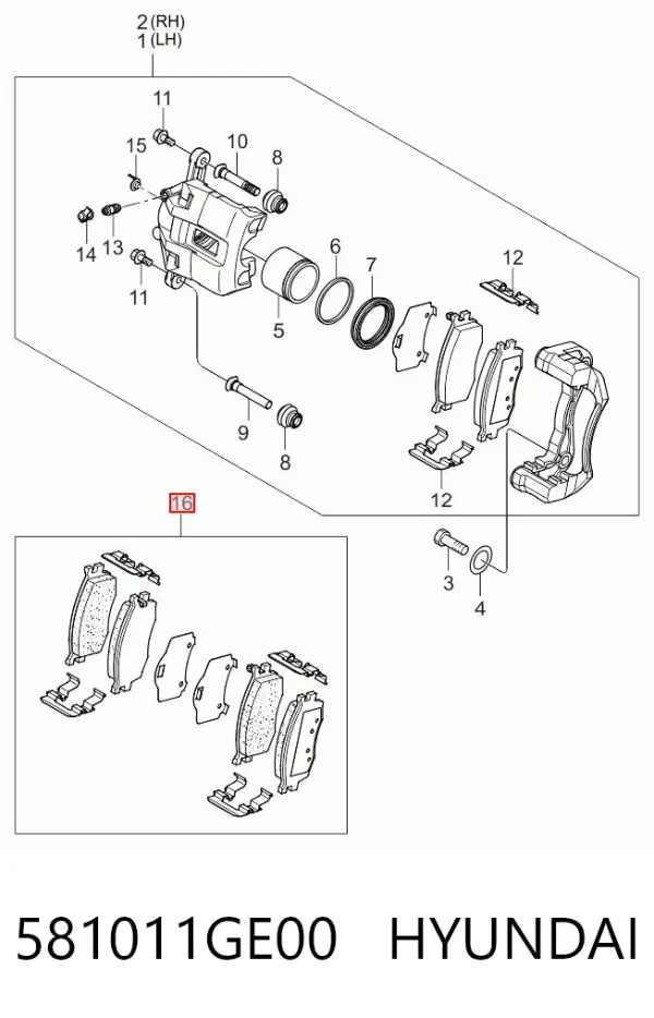 Klocki hamulcowe przednie tarczowe 581011GE00 Hyundai/Kia