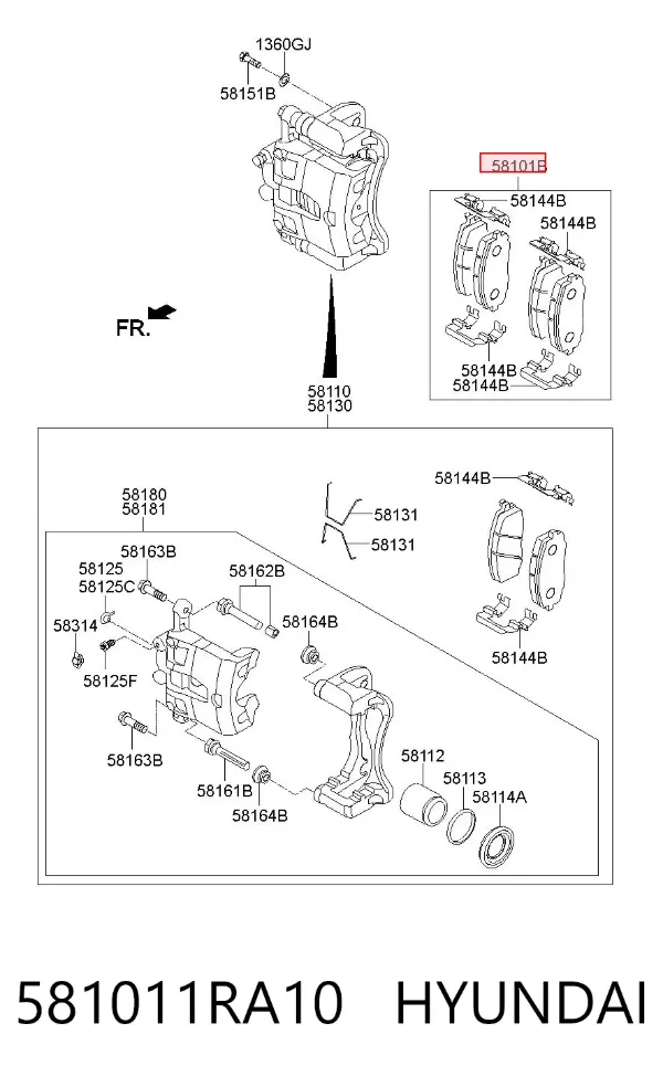 Klocki hamulcowe przednie tarczowe 581011RA10 Hyundai/Kia