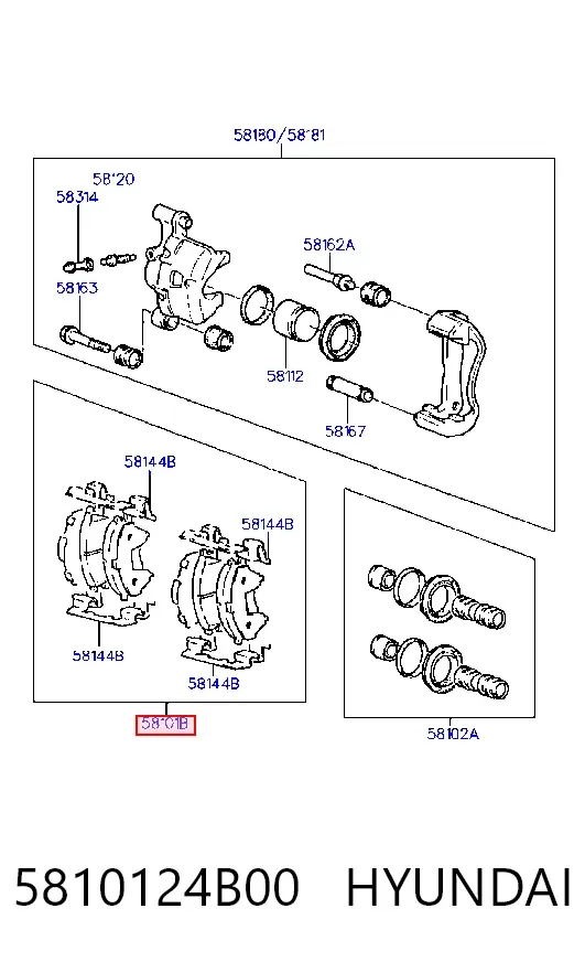Klocki hamulcowe przednie tarczowe 5810124B00 Hyundai/Kia
