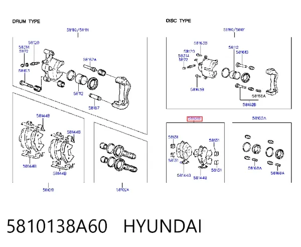 Klocki hamulcowe przednie tarczowe 5810138A60 Hyundai/Kia
