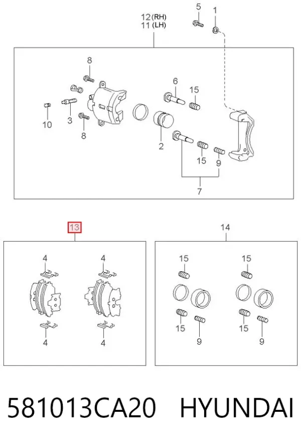 Klocki hamulcowe przednie tarczowe 581013CA20 Hyundai/Kia