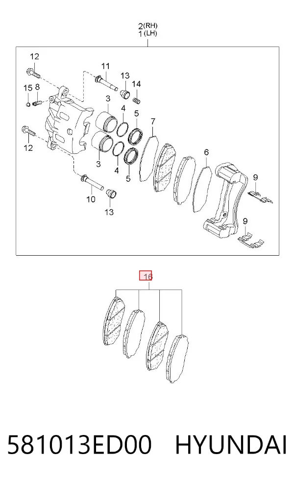 Klocki hamulcowe przednie tarczowe 581013ED00 Hyundai/Kia