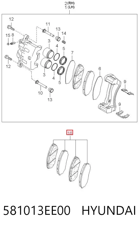 Klocki hamulcowe przednie tarczowe 581013EE00 Hyundai/Kia