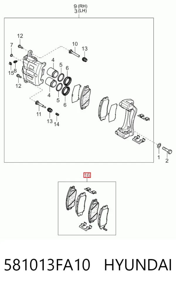 Klocki hamulcowe przednie tarczowe 581013FA10 Hyundai/Kia