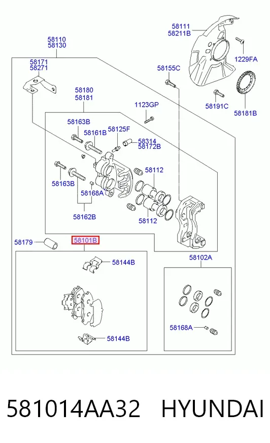 Klocki hamulcowe przednie tarczowe 581014AA32 Hyundai/Kia