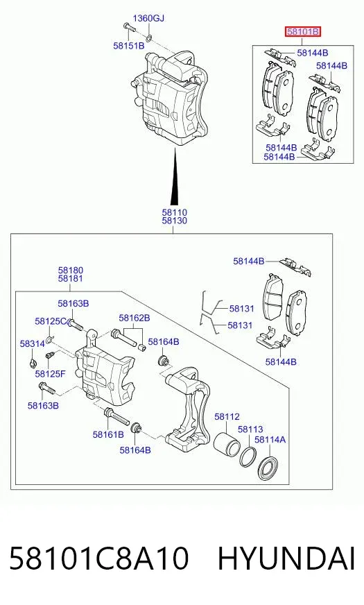Klocki hamulcowe przednie tarczowe 58101C8A10 Hyundai/Kia