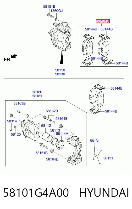 Klocki hamulcowe przednie tarczowe 58101G4A00 Hyundai/Kia