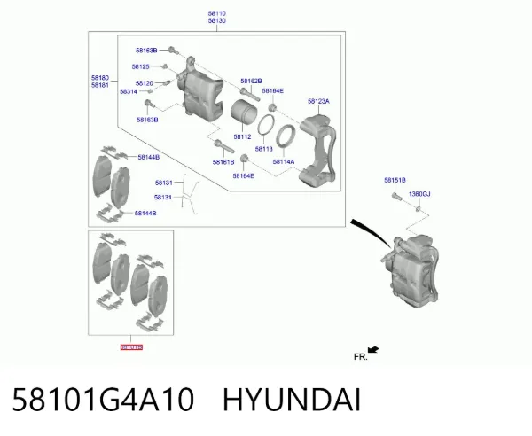 Klocki hamulcowe przednie tarczowe 58101G4A10 Hyundai/Kia