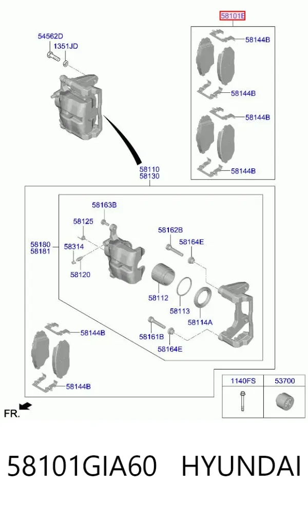 Klocki hamulcowe przednie tarczowe 58101GIA60 Hyundai/Kia