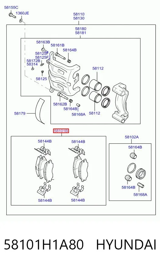 Klocki hamulcowe przednie tarczowe 58101H1A80 Hyundai/Kia