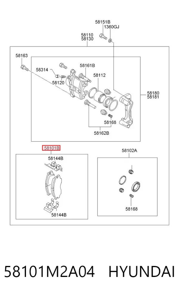 Klocki hamulcowe przednie tarczowe 58101M2A04 Hyundai/Kia