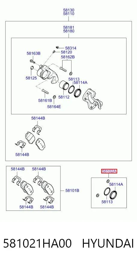 Zestaw naprawczy zacisku hamulcowego przedniego 581021HA00 Hyundai/Kia