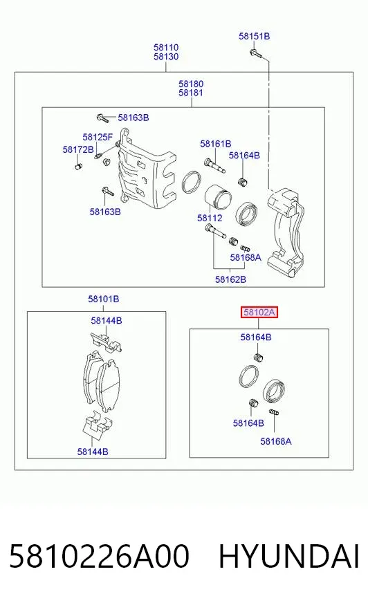 Zestaw naprawczy zacisku hamulcowego przedniego 5810226A00 Hyundai/Kia